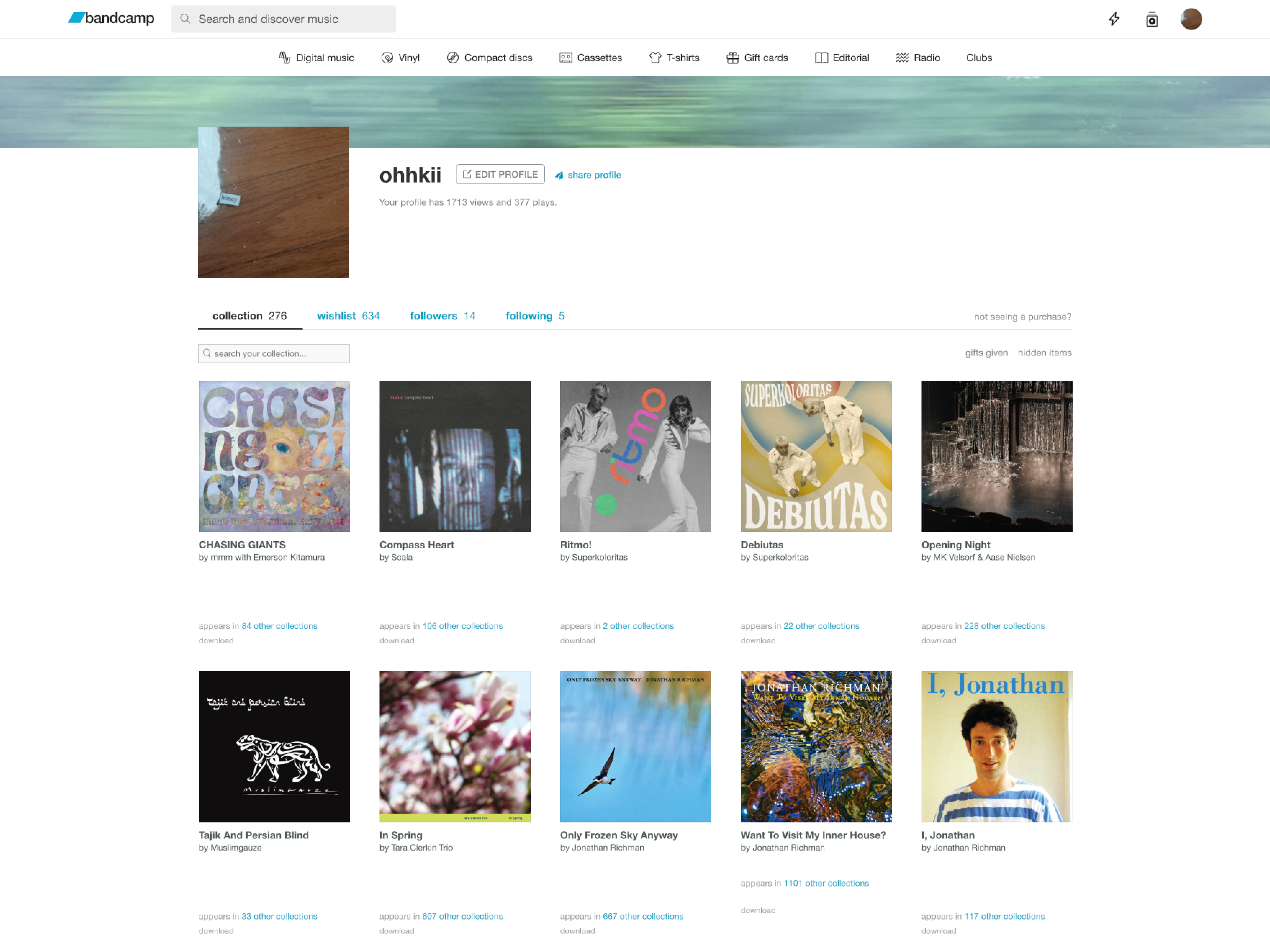 Bandcamp collection page